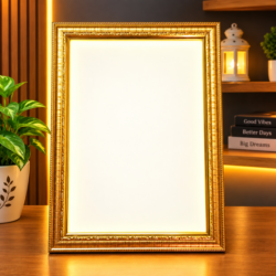 Premium LED Photo Frame 8×12 Inch | 1-Inch Border | Elegant Golden Finish | Wall & Table Display